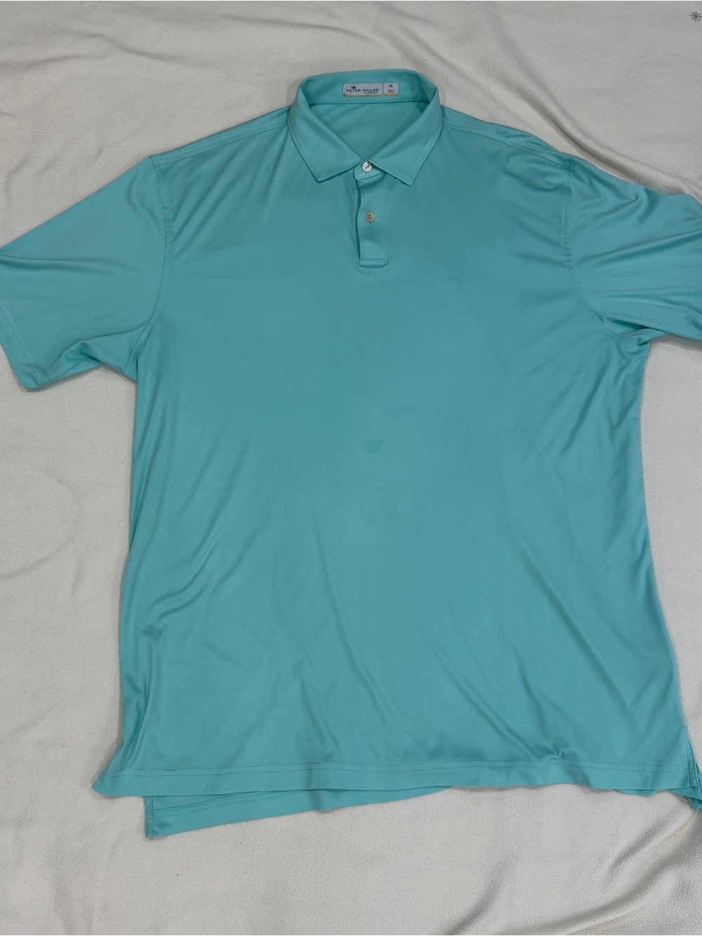 Peter Millar Golf Polo Shirt Featherweight Short Sleeve Light Turquise Mens  XL
